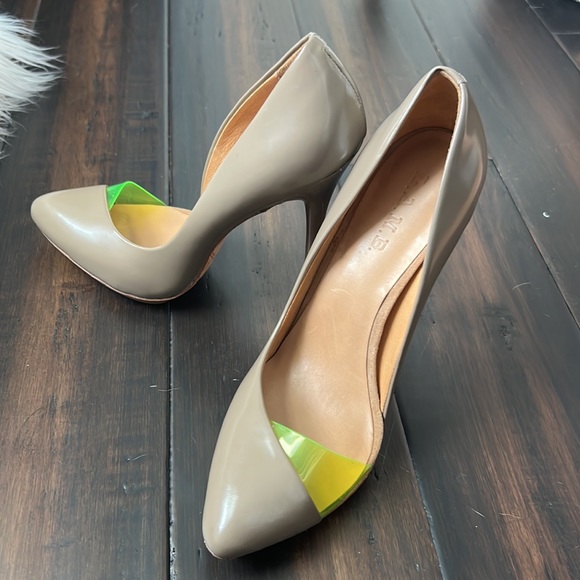 L.A.M.B. Shoes | L.A.M.B. Nude Pumps with Clear Neon Toe | Color: Cream/Tan - Picture 1 of 11